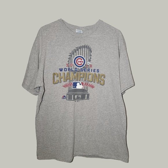 Chicago Cubs Mens 2016 World Series Champions T-Shirt Gray Short Sleeve  Size XL - Picture 1 of 3